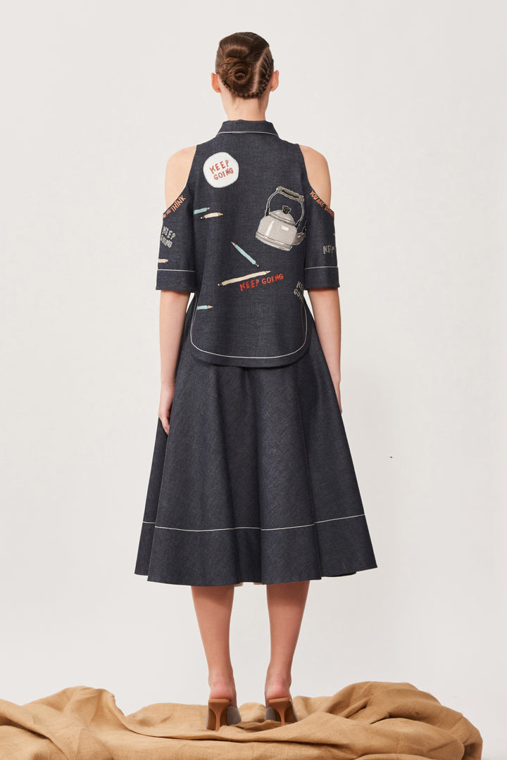 Skirt Of (Keep Going Cold Shoulder High Low Shirt)