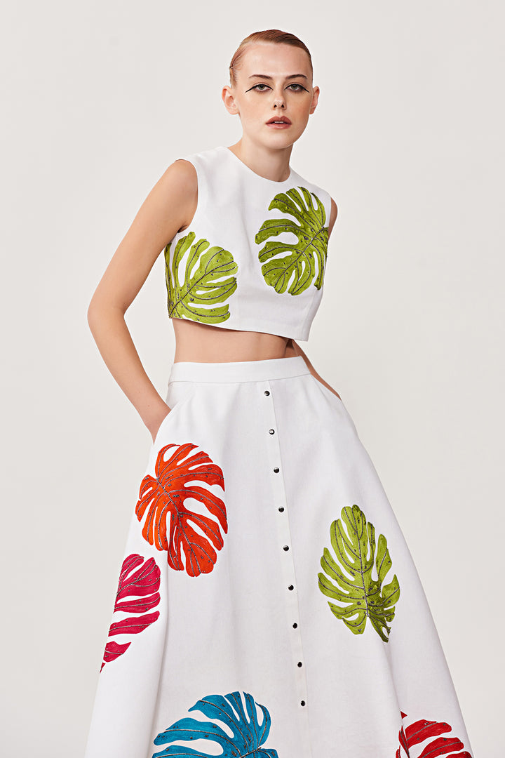 Monstera Leaf Crop Top &amp; Skirt