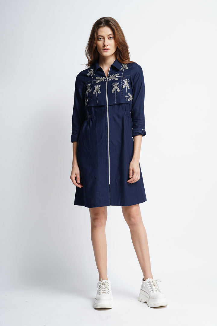 Dragonfly in Line Double Layer Short Dress