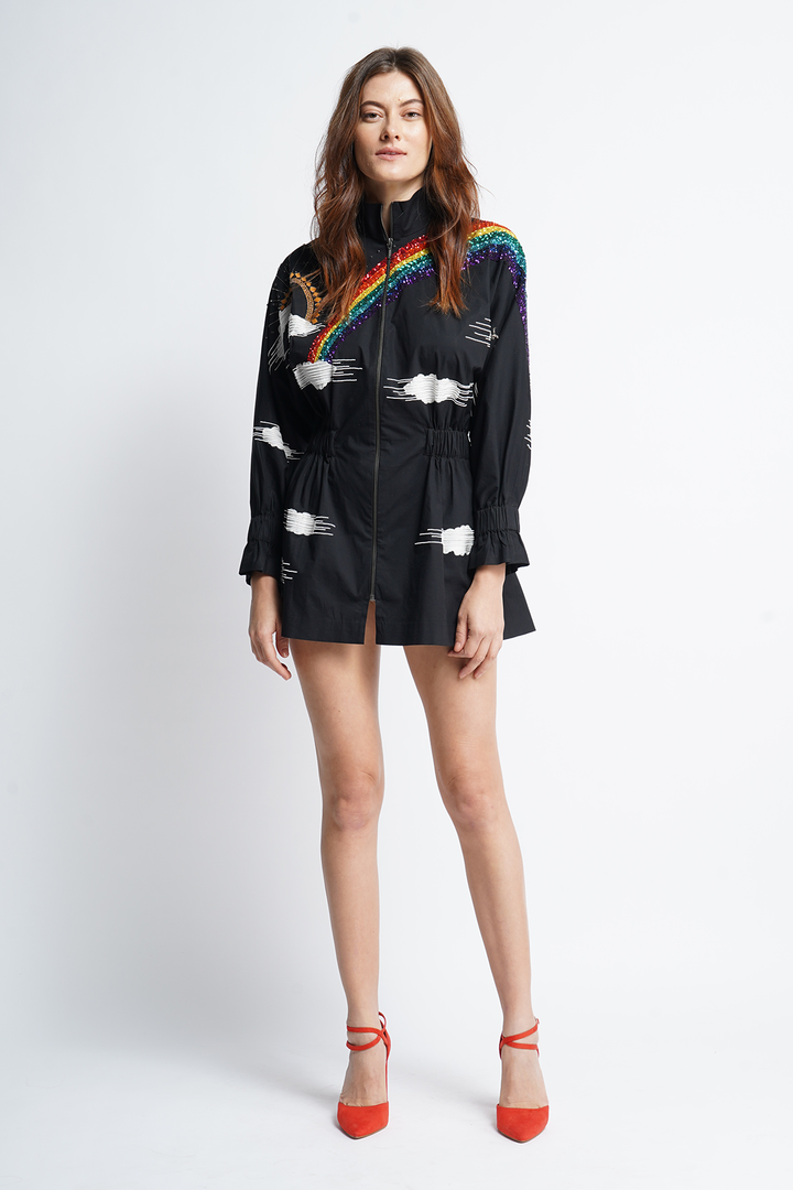 Rainbow Sun And Clouds Jacket Dress