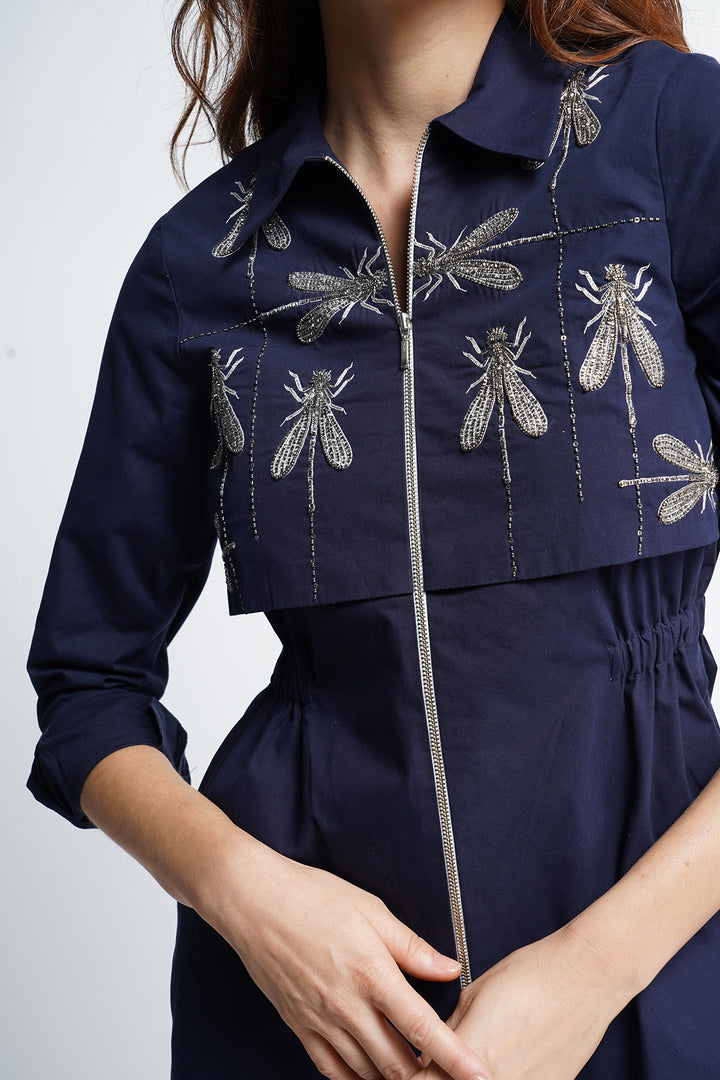 Dragonfly in Line Double Layer Short Dress