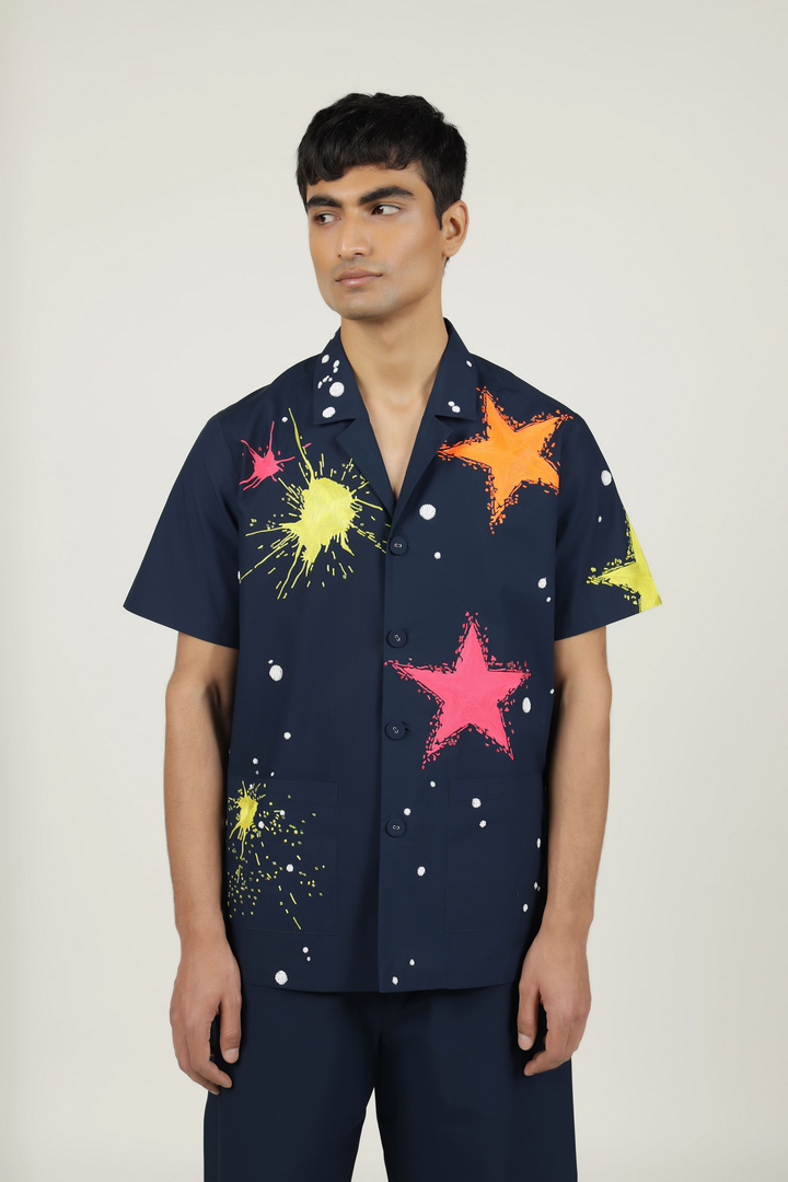 Star Splashes Shirt With Boxy Shorts
