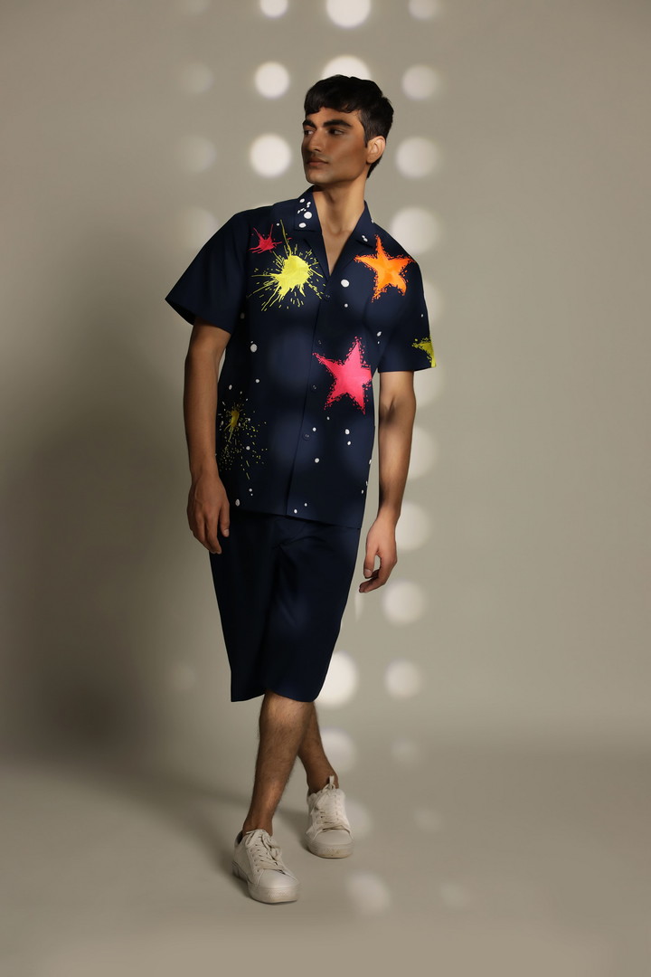 Star Splashes Shirt With Boxy Shorts