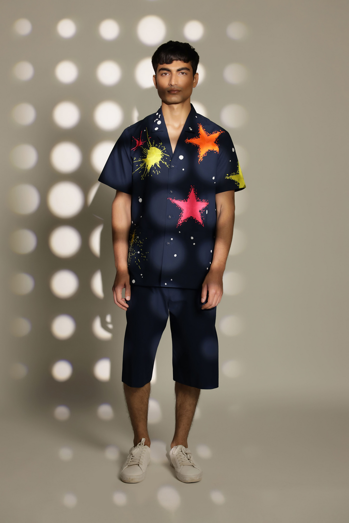 Star Splashes Shirt With Boxy Shorts