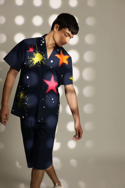 Star Splashes Shirt With Boxy Shorts