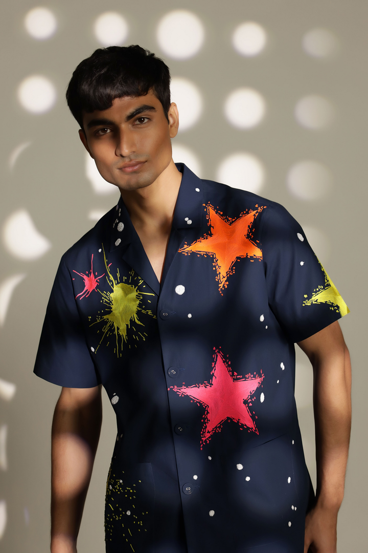 Star Splashes Shirt With Boxy Shorts