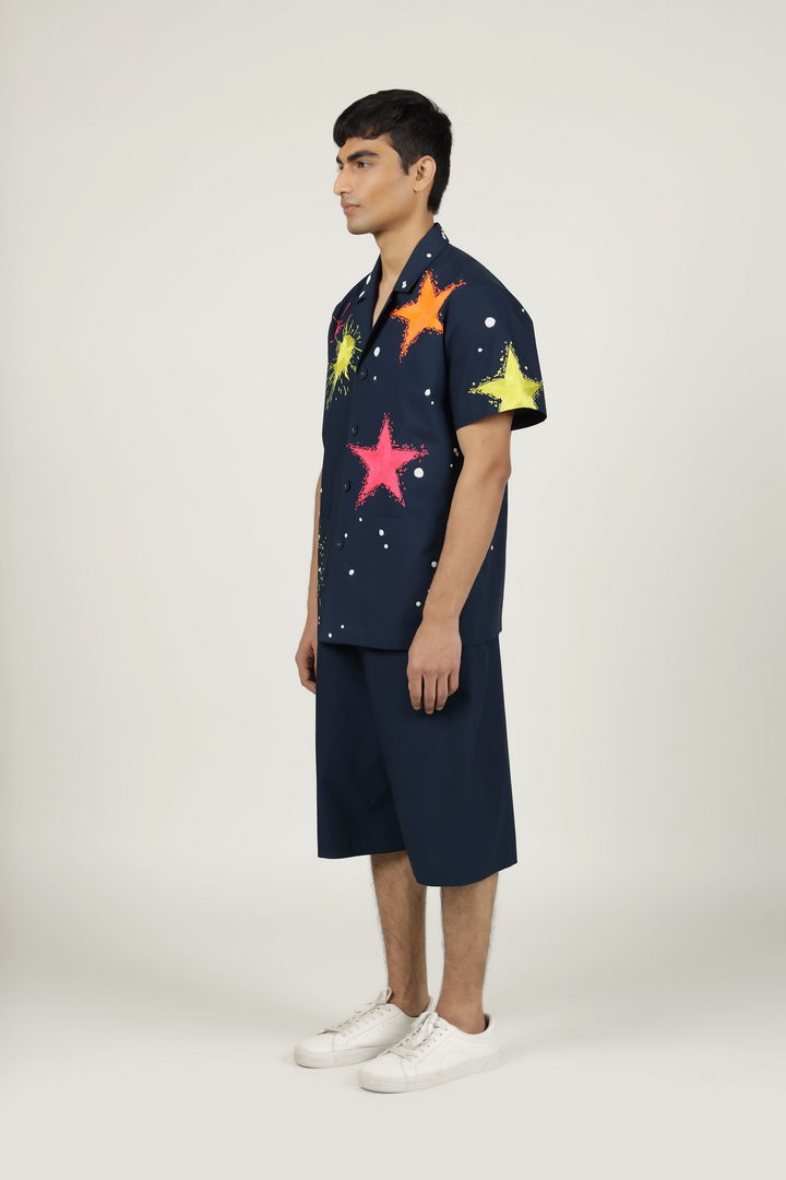 Star Splashes Shirt With Boxy Shorts