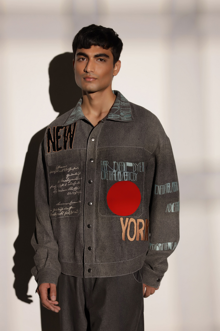 Scribble High Low Denim Jacket