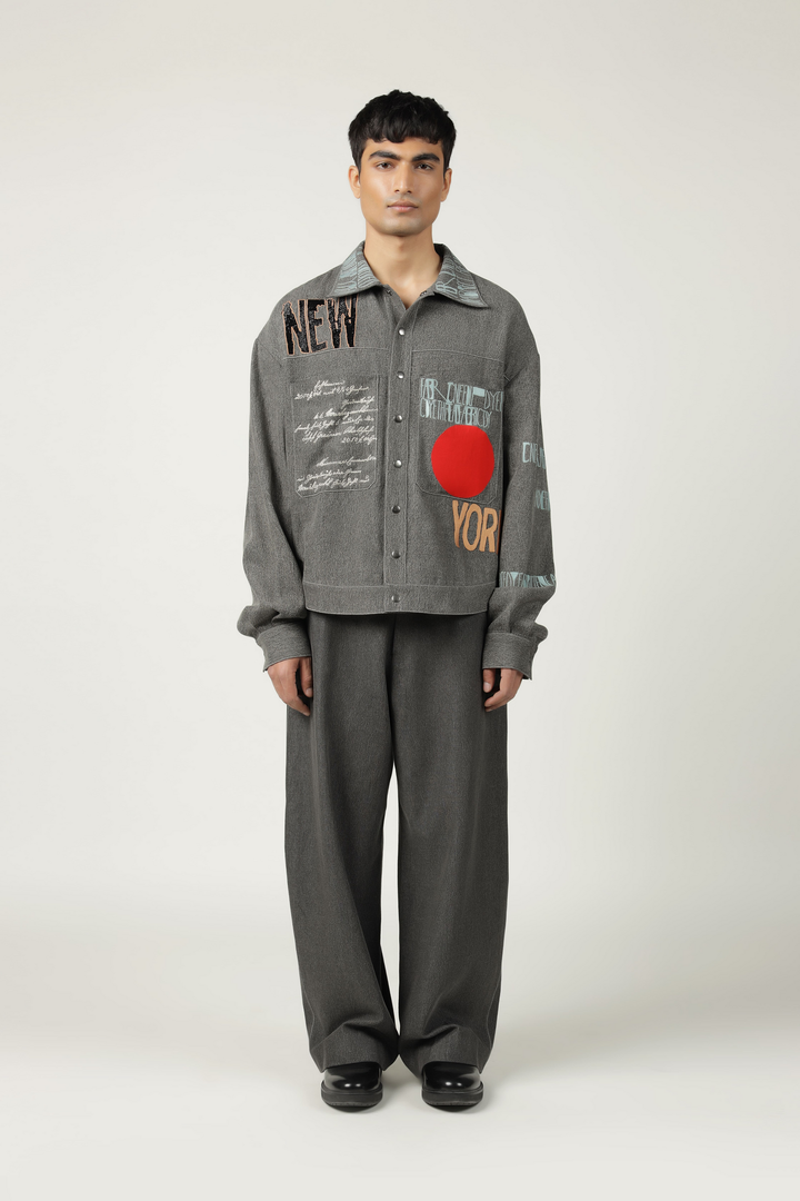 Scribble High Low Denim Jacket