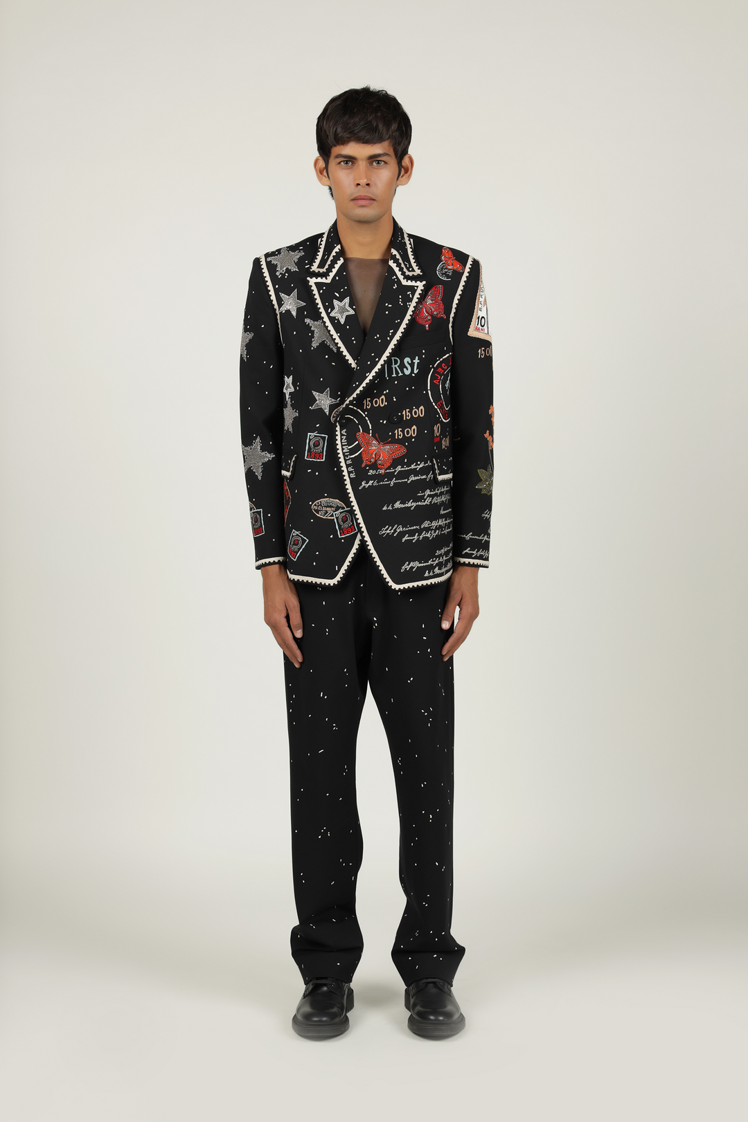 Straight Pants Of "(Postcard Double Breast Blazer )"