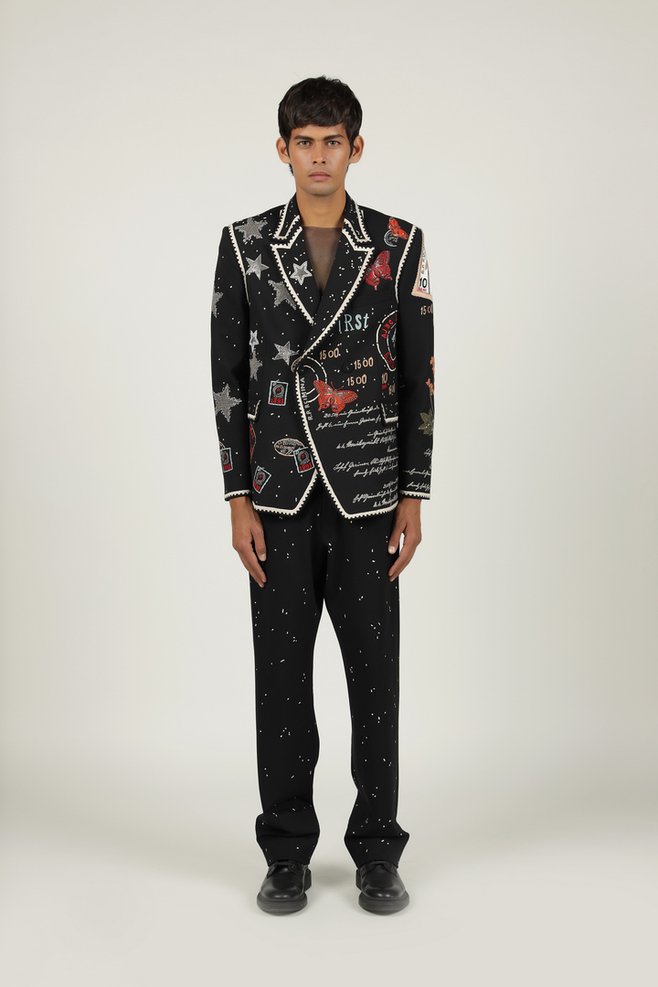 Straight Pants Of "(Postcard Double Breast Blazer )"