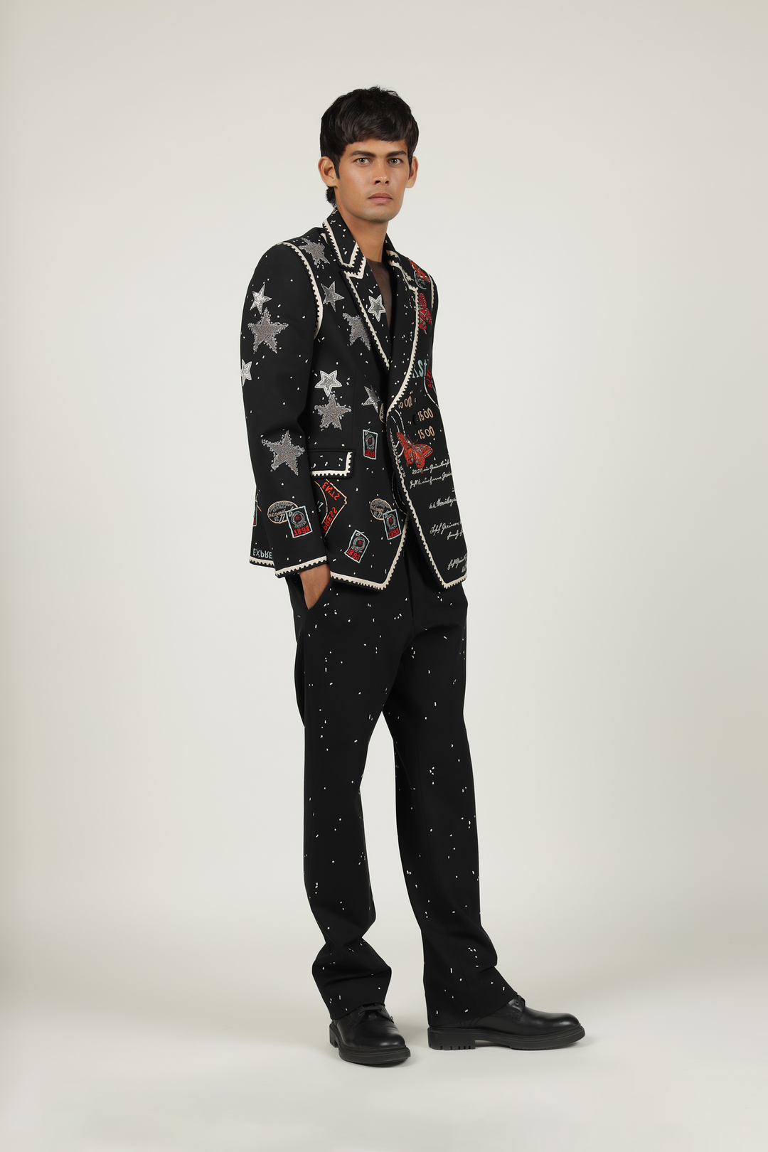 Straight Pants Of "(Postcard Double Breast Blazer )"