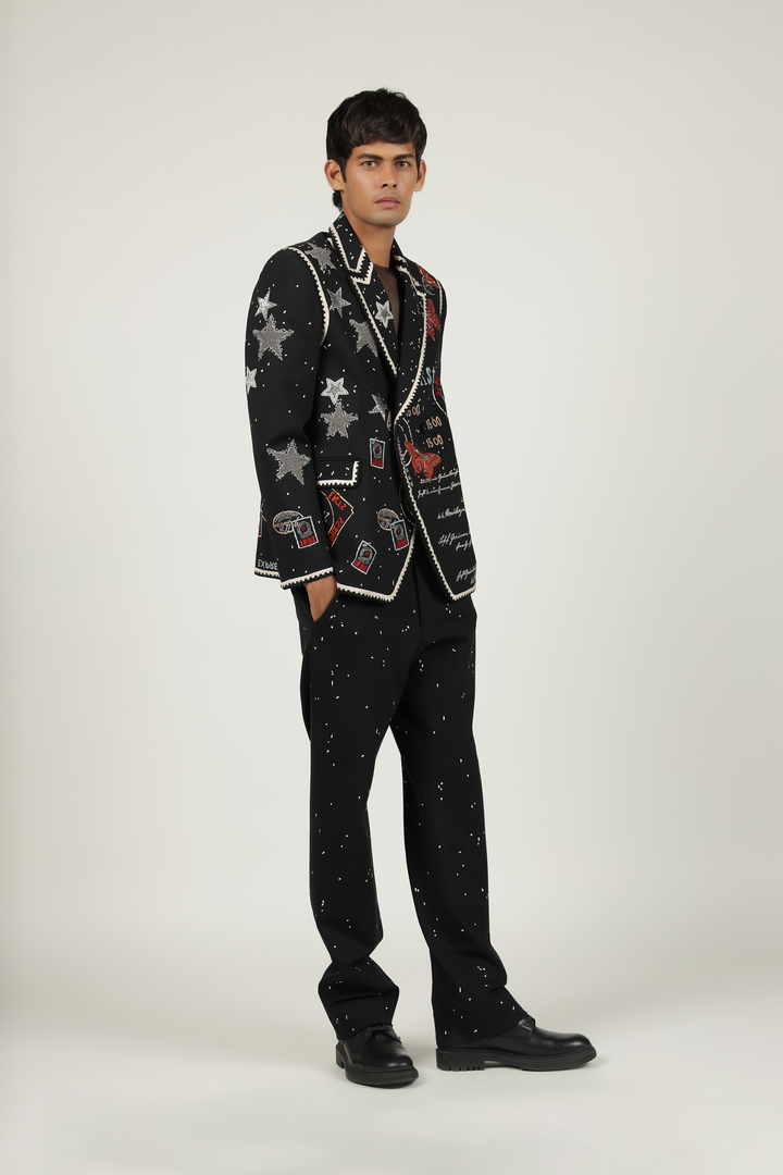 Straight Pants Of "(Postcard Double Breast Blazer )"