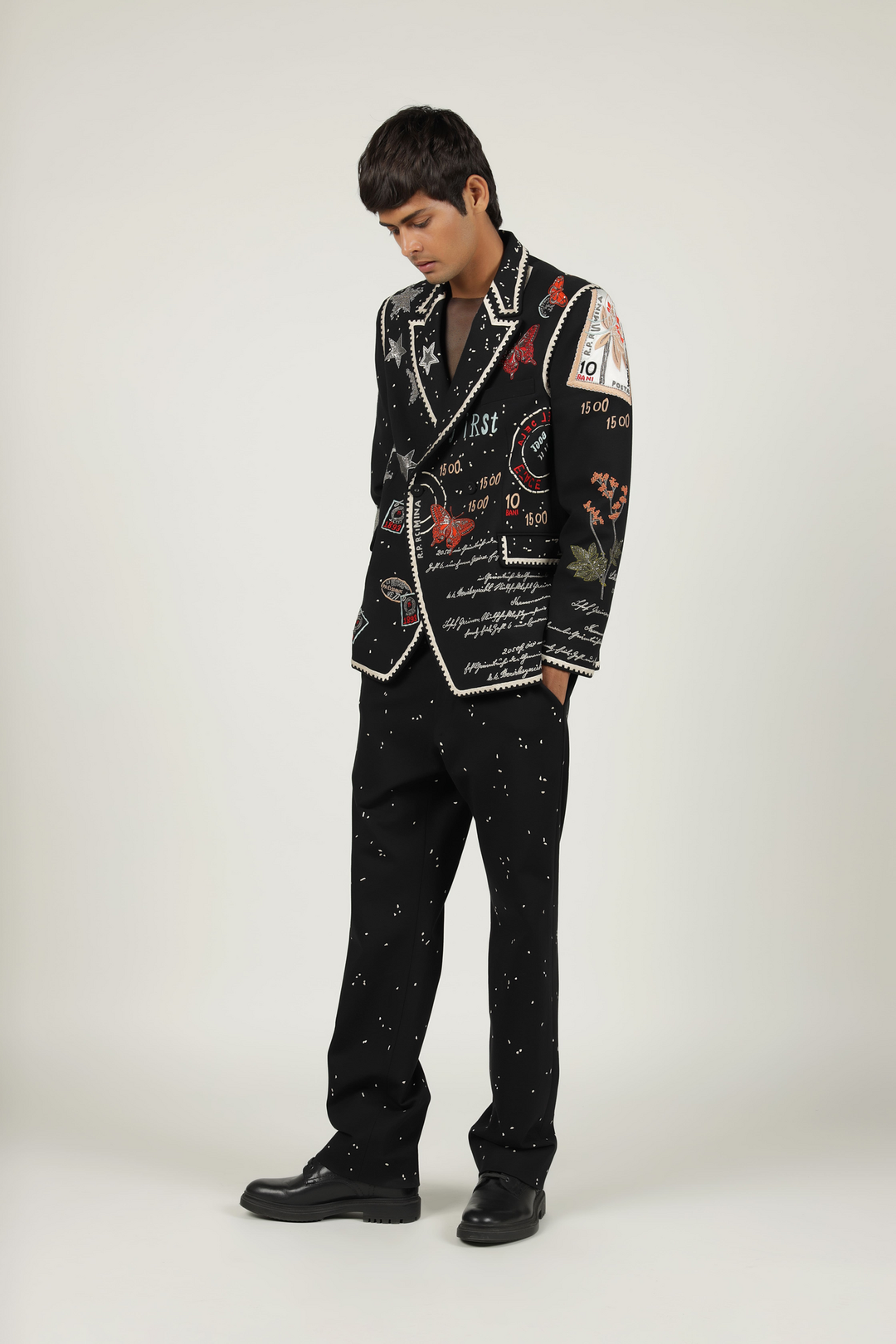 Straight Pants Of "(Postcard Double Breast Blazer )"