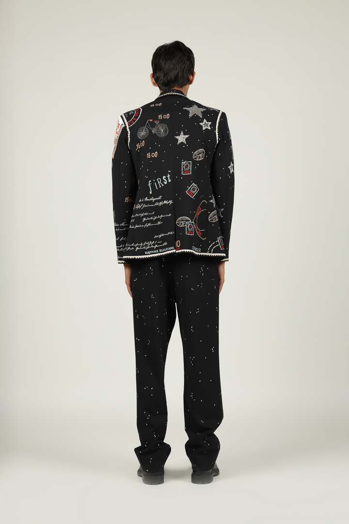 Straight Pants Of "(Postcard Double Breast Blazer )"