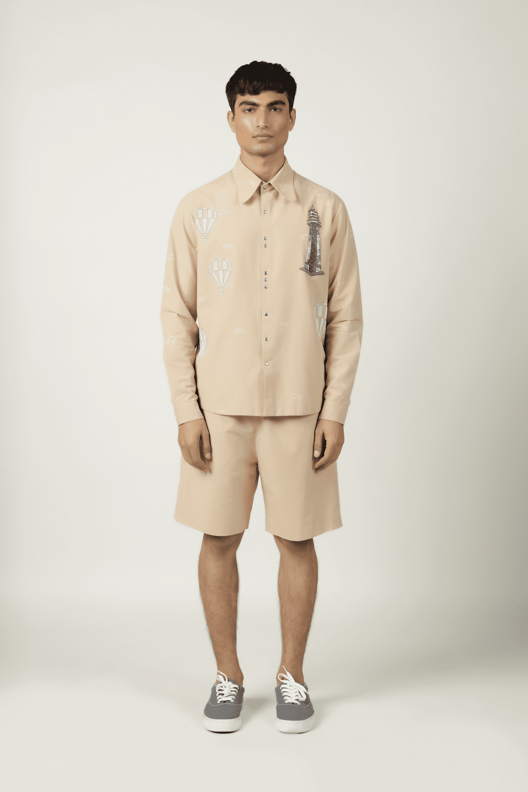 Lighthouse,Airballoons & Clouds Shirt With Shorts