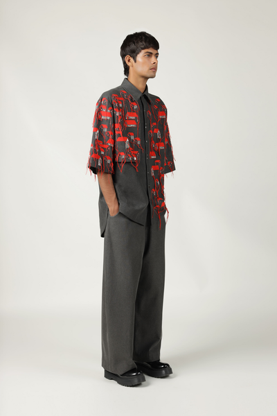 Pants Of "(Tiny Houses Flap High-Low Oversized Shirt )"