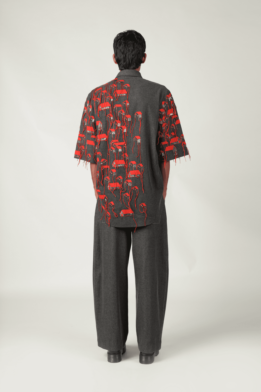 Tiny Houses Flap High-Low Oversized Shirt