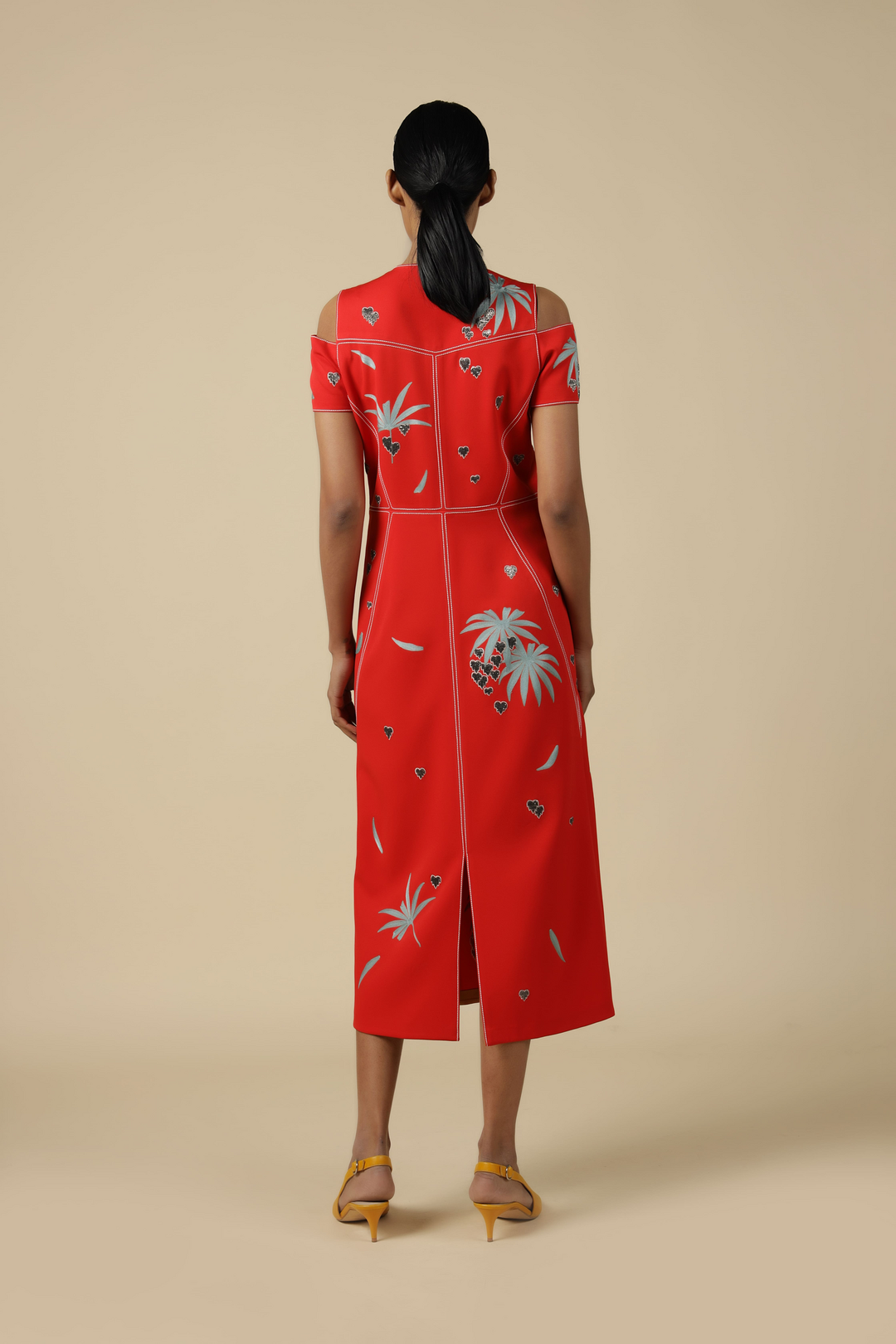 Leaf And Fruit Cold Shoulder Dress