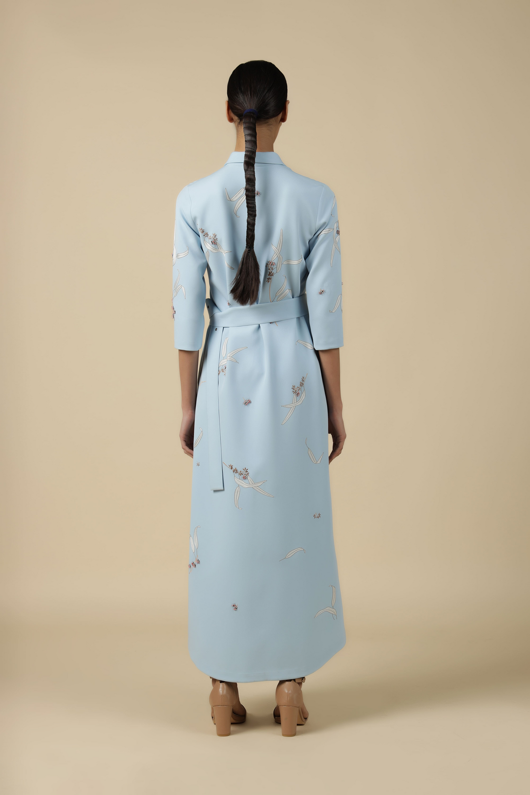 Eucalyptus Long Shirt Dress With Buckle Belt