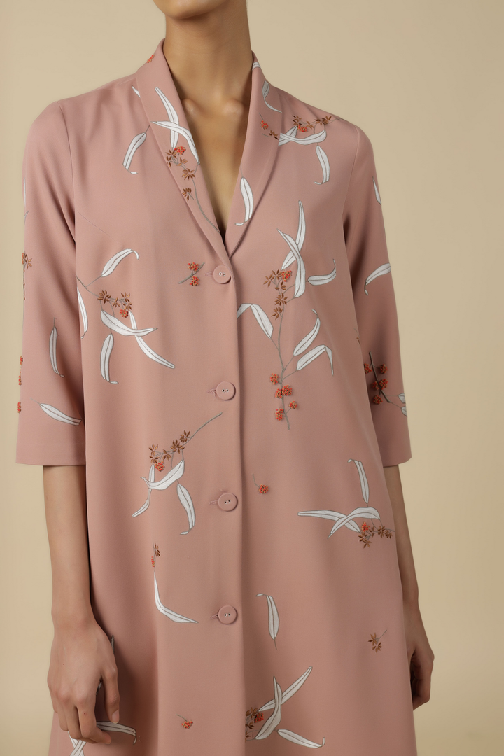 Eucalyptus Shawl Collar Long Dress