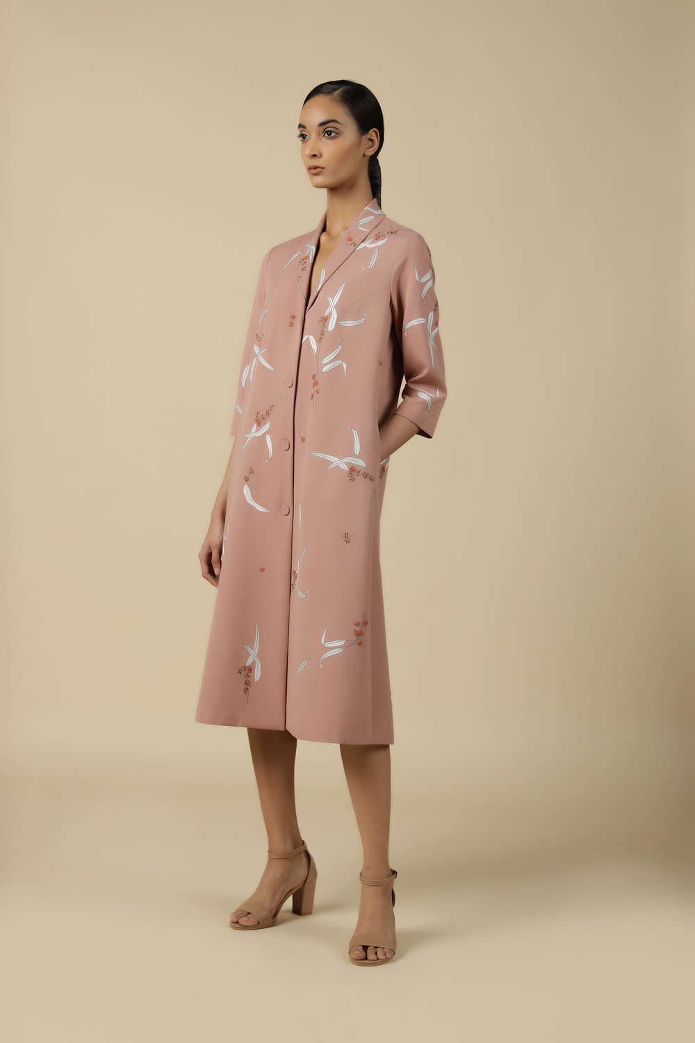 Eucalyptus Shawl Collar Long Dress