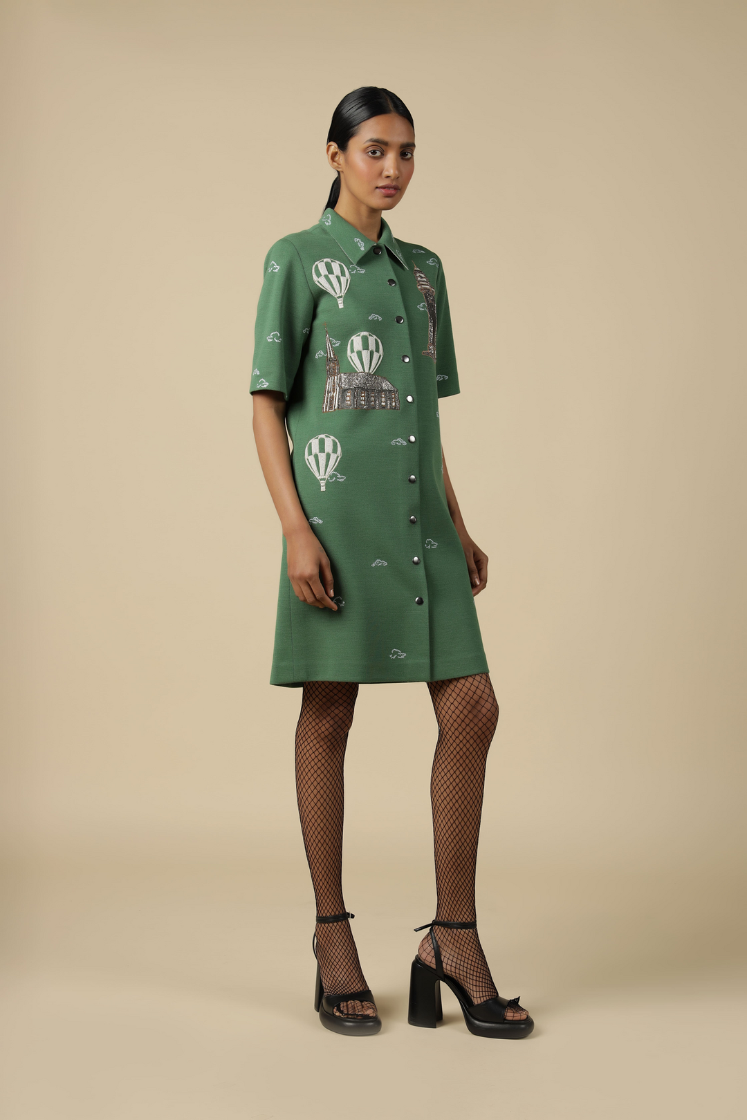 Lighthouse, Airballoons And Clouds Shift Dress
