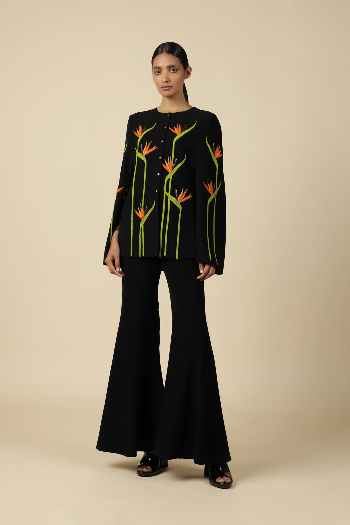 Bird Of Paradise Cape With Flared Pants
