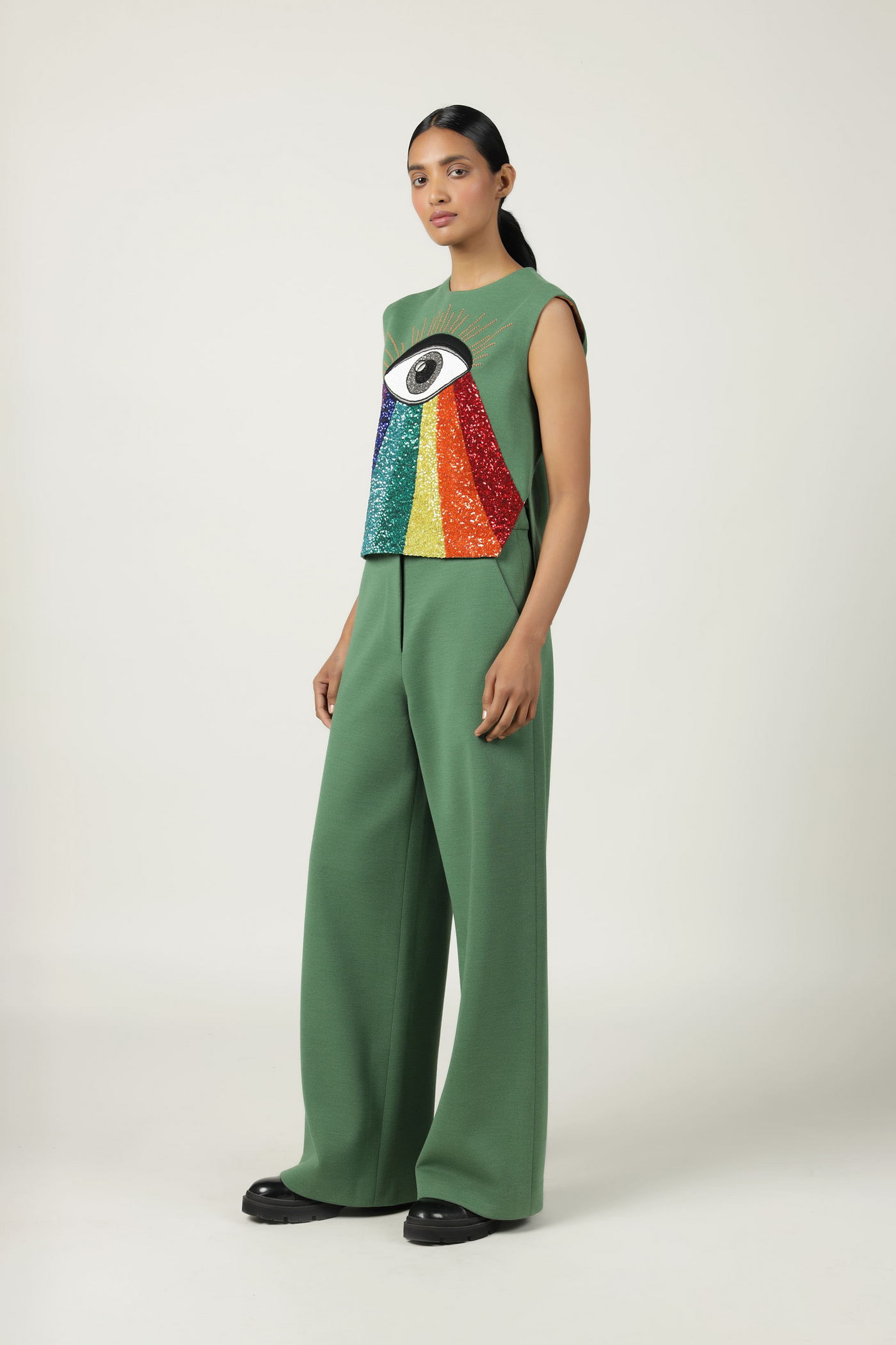 Eye Rainbow Top With Flared Pant