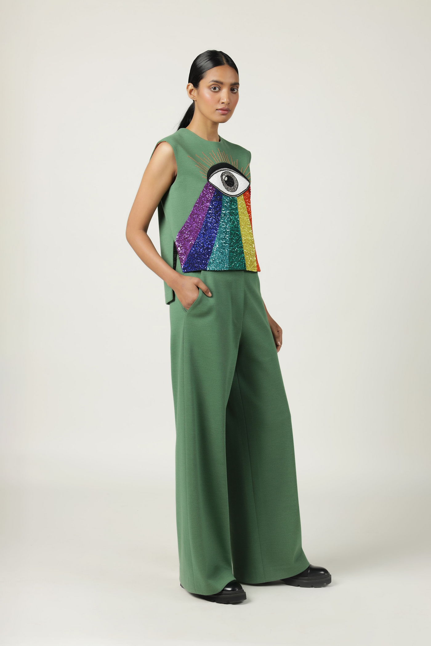 Eye Rainbow Top With Flared Pant