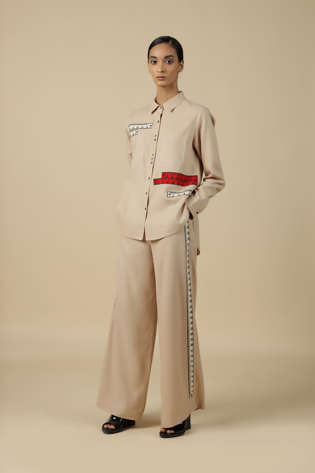Flared Pants Of (Measuring Tape High Low Shirt)