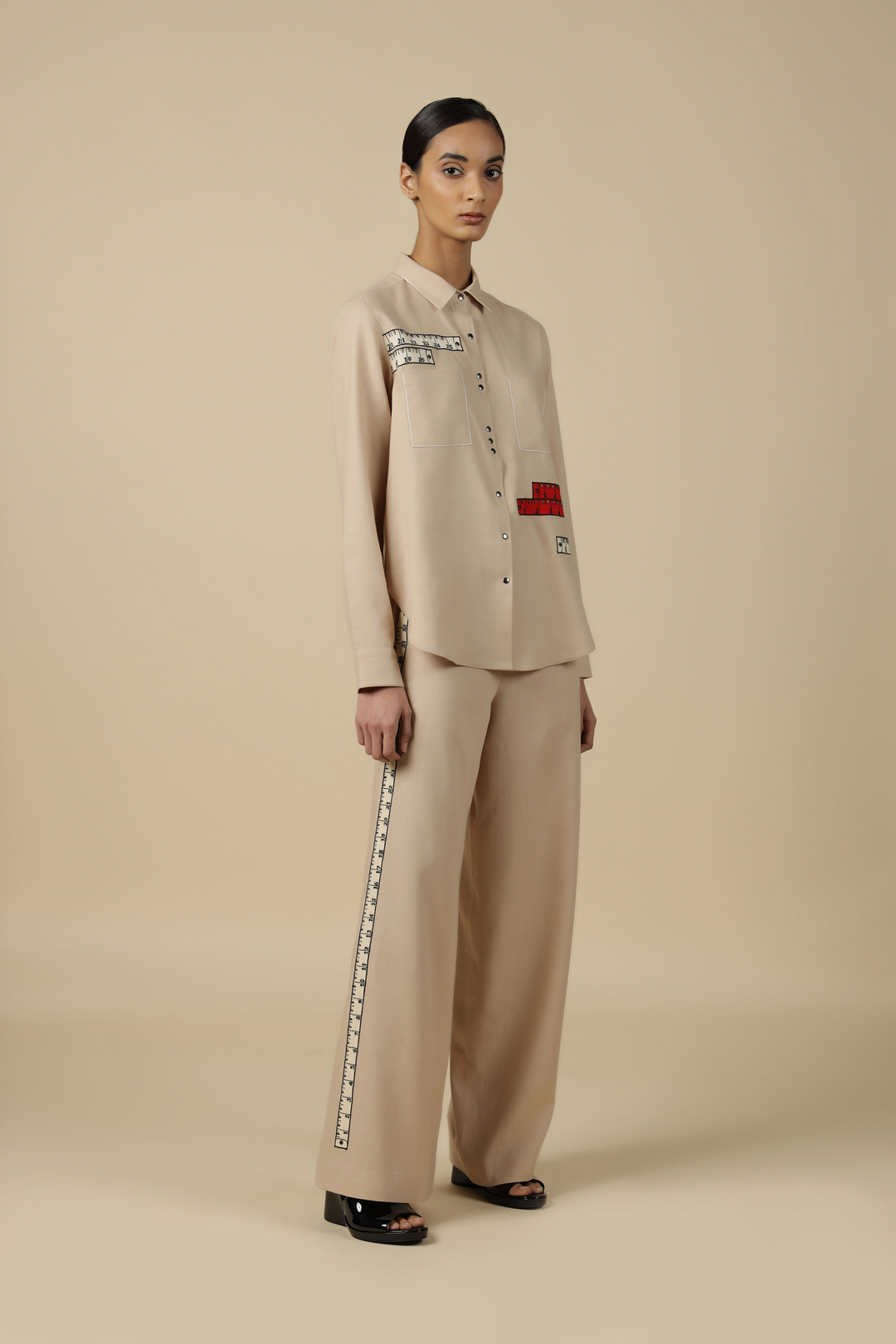 Flared Pants Of (Measuring Tape High Low Shirt)
