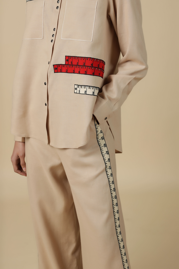 Flared Pants Of (Measuring Tape High Low Shirt)