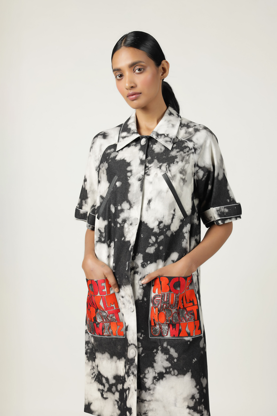 A To Z Pocket Embroidered Raglan Sleeve Dress