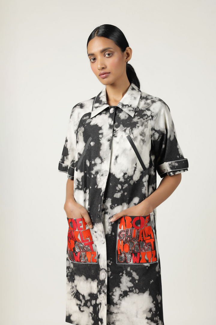 A To Z Pocket Embroidered Raglan Sleeve Dress