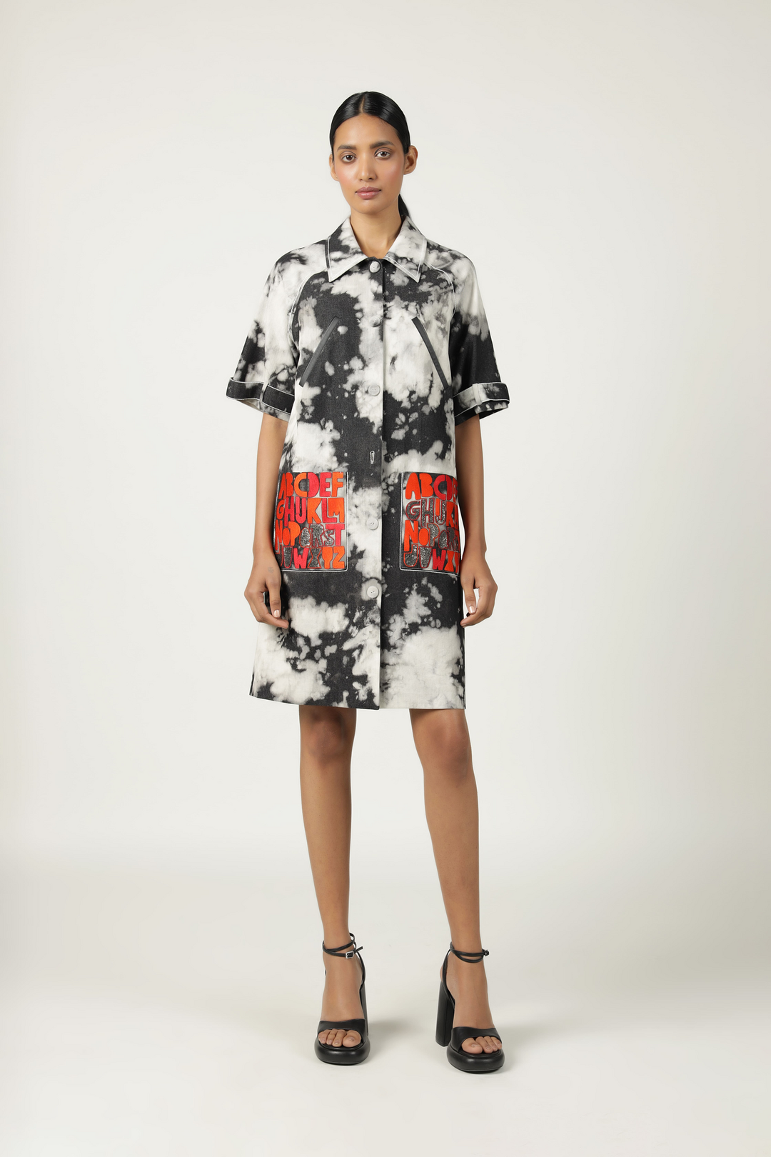 A To Z Pocket Embroidered Raglan Sleeve Dress