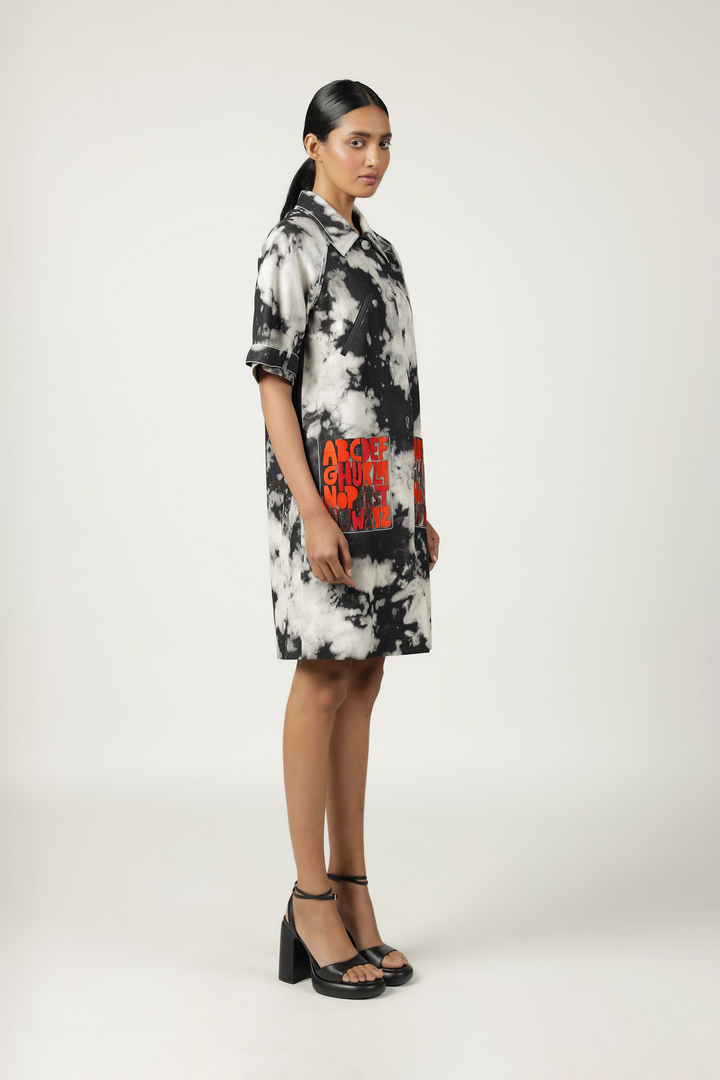 A To Z Pocket Embroidered Raglan Sleeve Dress