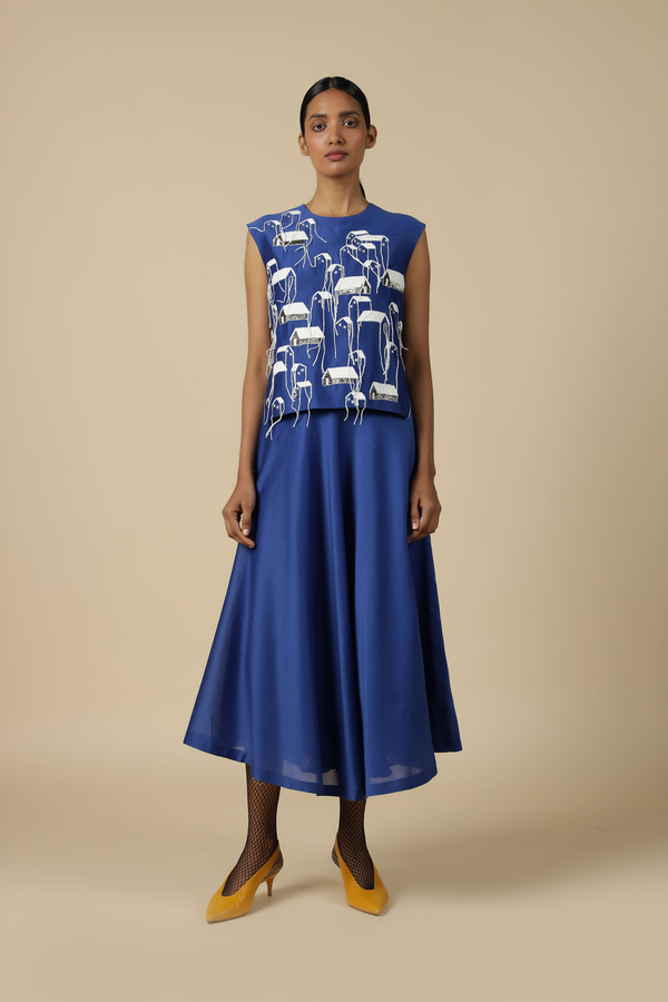 Tiny Houses Sleeveless Top With Circular Skirt