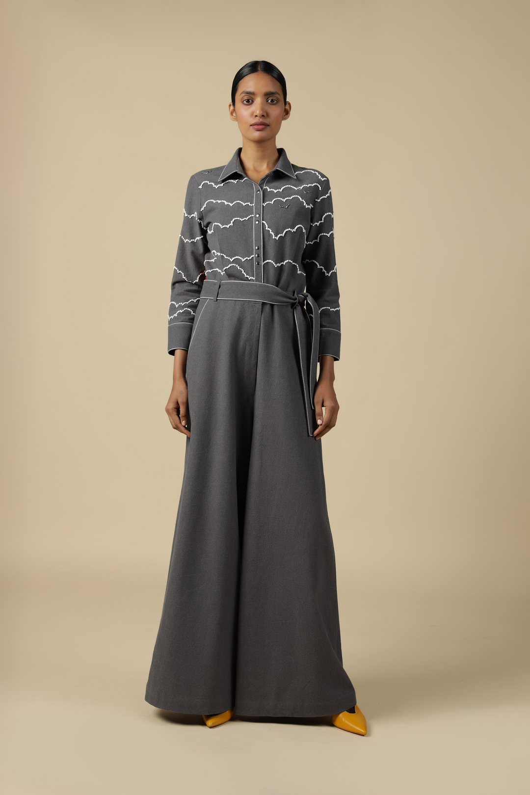 Clouds And Eye Rainbow Jumpsuit With Buckle Belt
