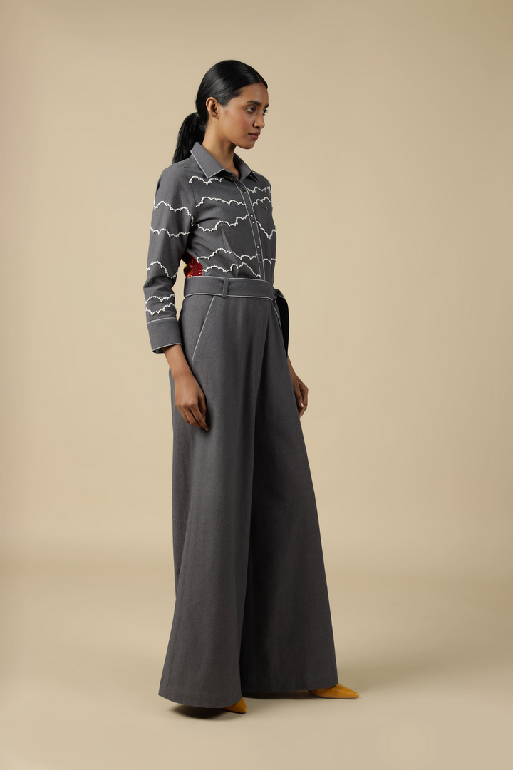 Clouds And Eye Rainbow Jumpsuit With Buckle Belt