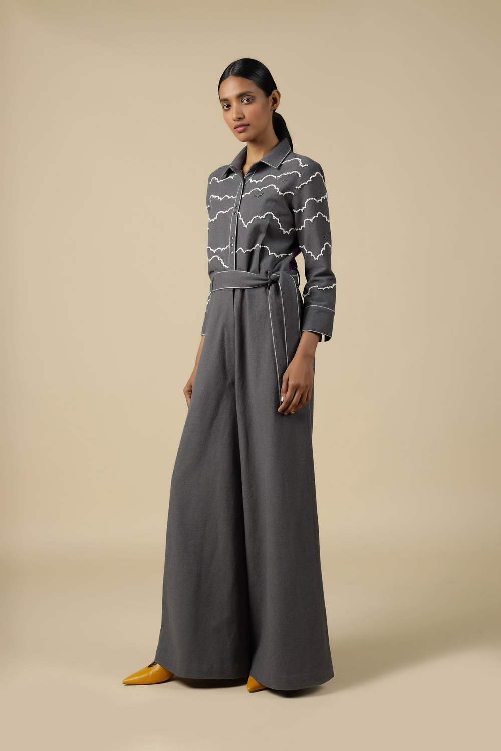 Clouds And Eye Rainbow Jumpsuit With Buckle Belt