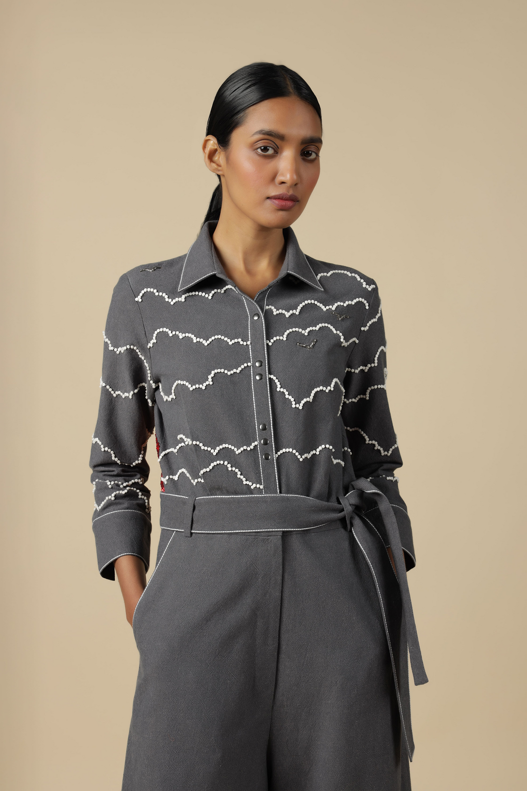 Clouds And Eye Rainbow Jumpsuit With Buckle Belt
