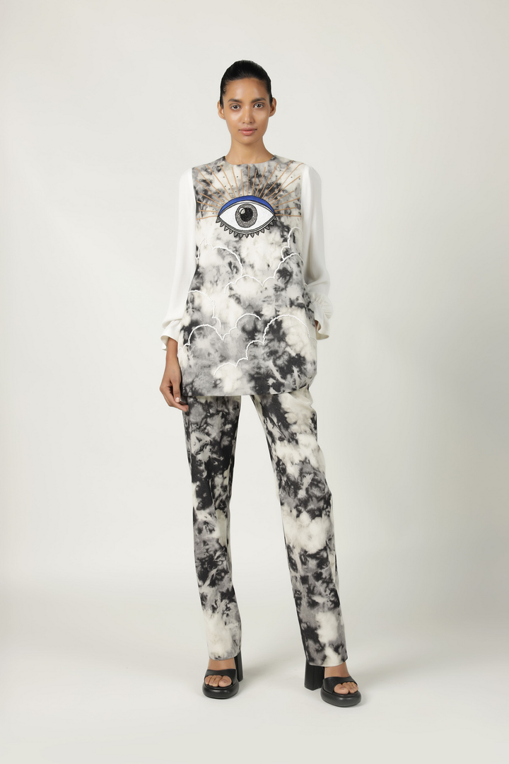 Pants Of "(Clouds &amp; Eye Flared Top)"