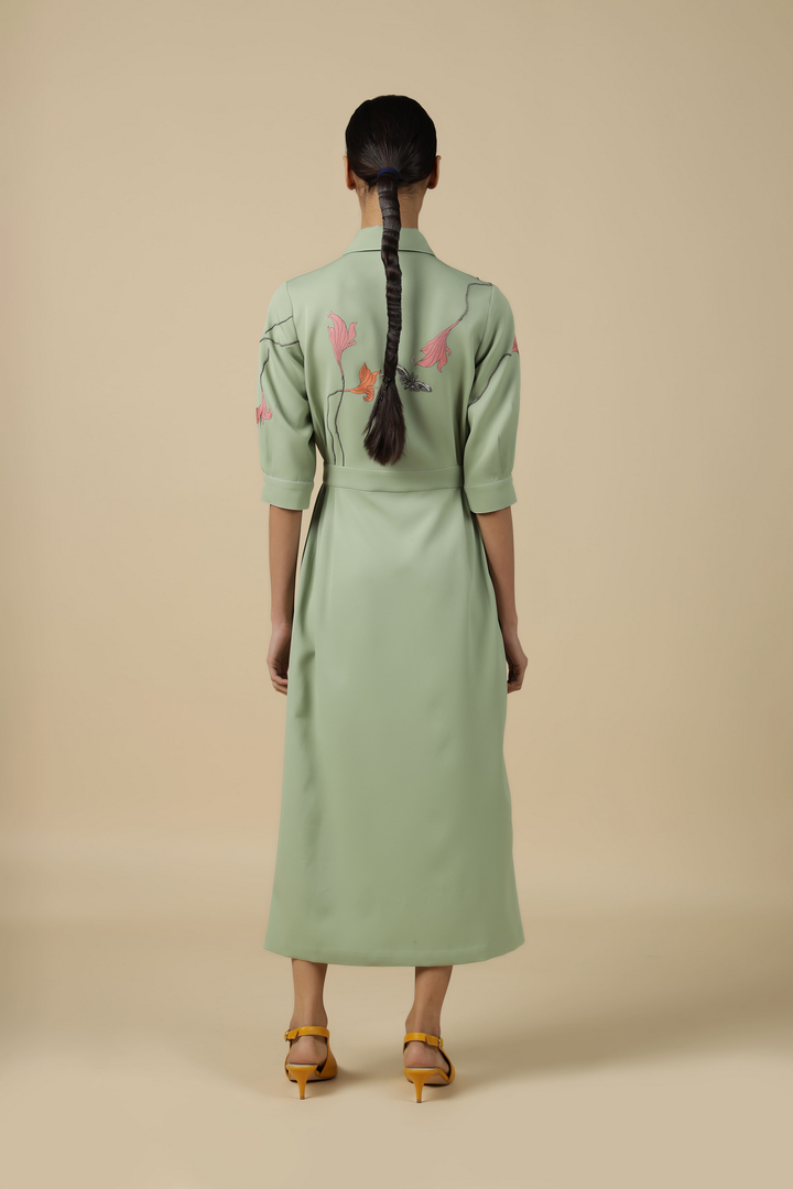 Midsummer Plant Side Pleated Long Dress