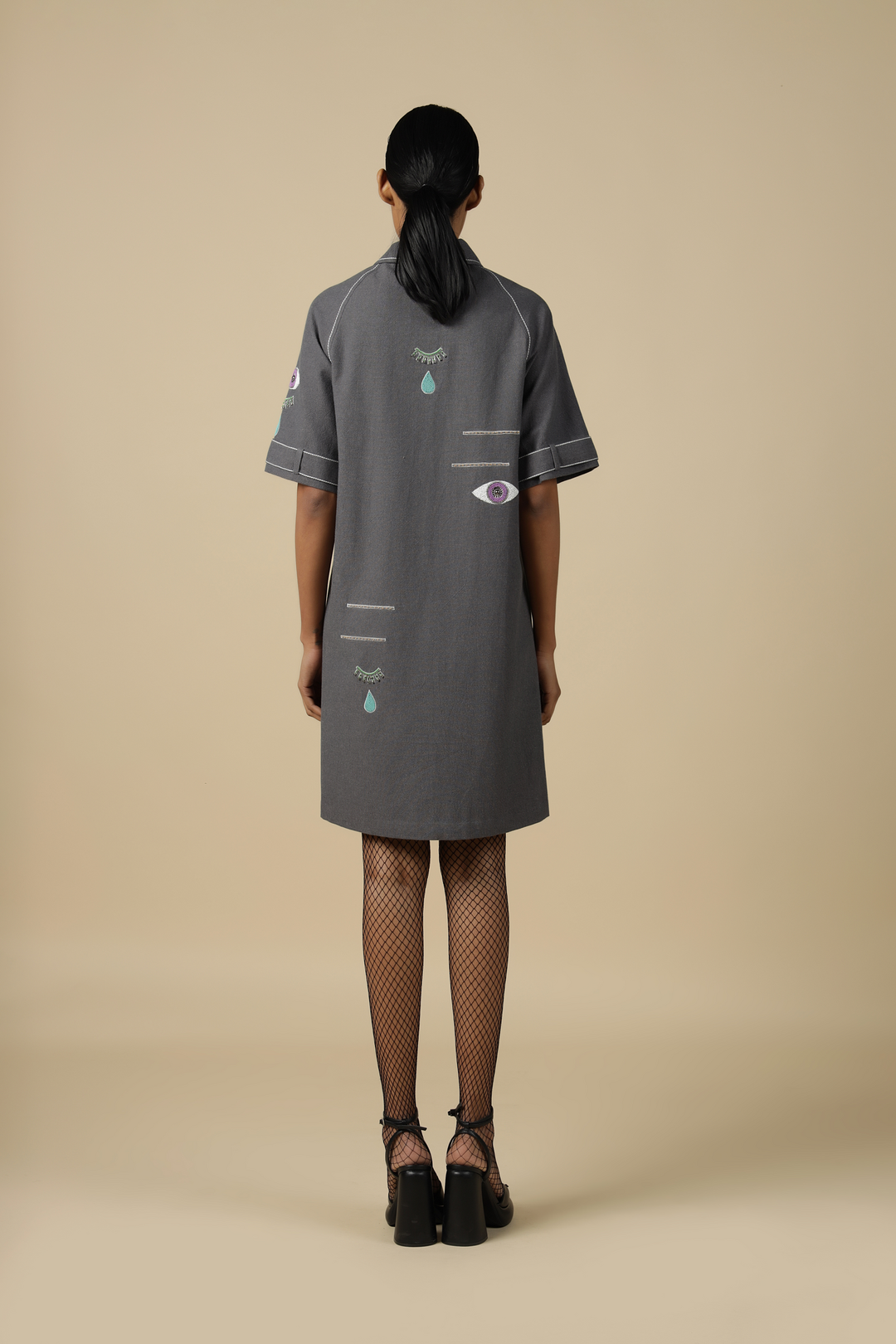 Facial Expression Raglan Sleeve Dress