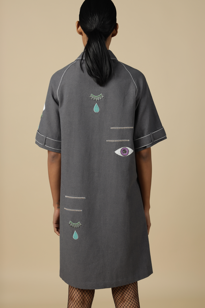 Facial Expression Raglan Sleeve Dress