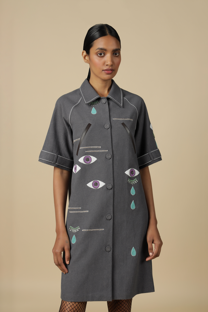 Facial Expression Raglan Sleeve Dress