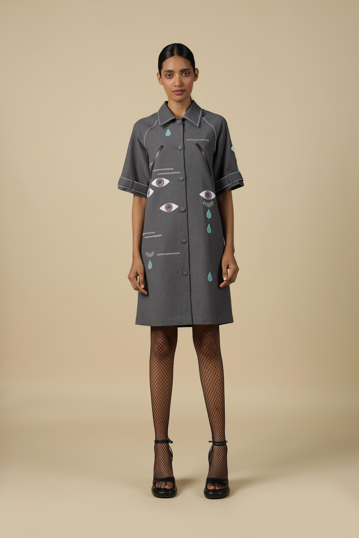 Facial Expression Raglan Sleeve Dress