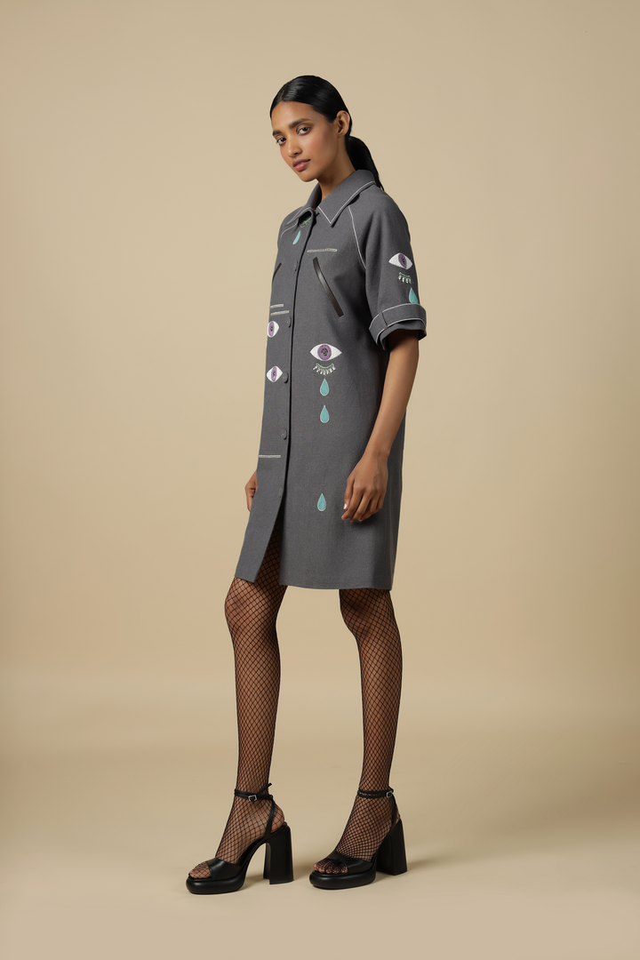 Facial Expression Raglan Sleeve Dress
