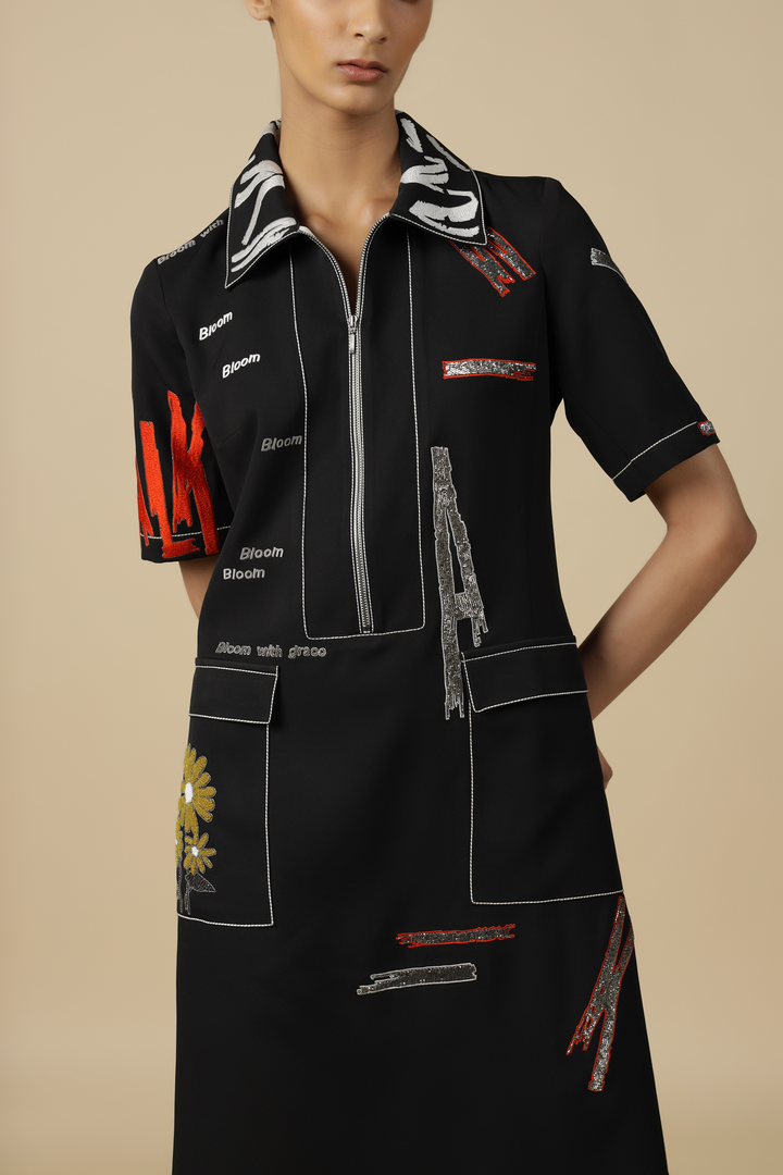Bloom Panelled Shift Dress
